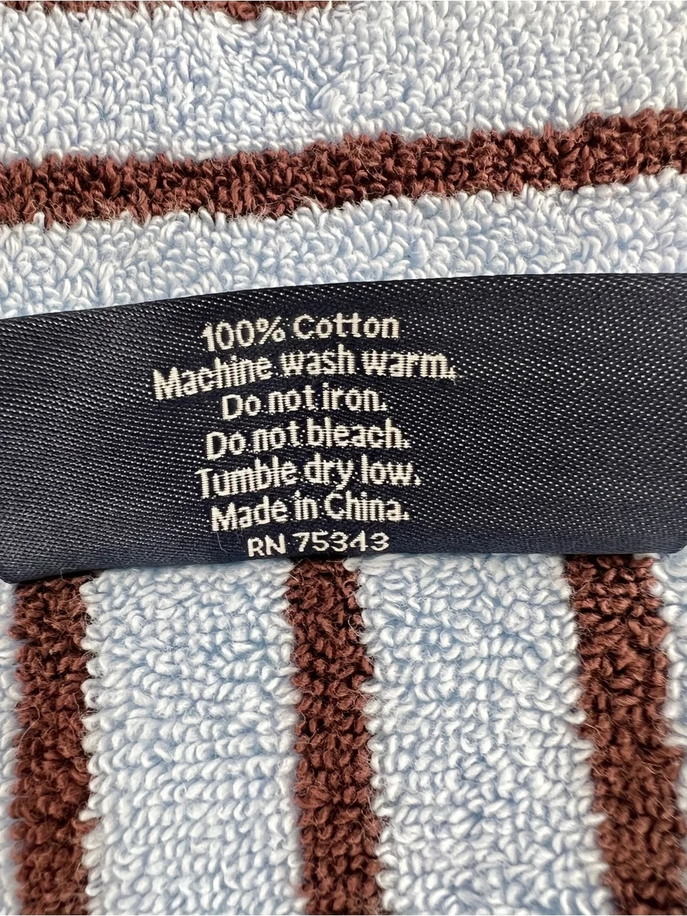 Brooks Brothers Bath Towel Set Blue Brown Stripe Soft Zero Twist Cotton 2 Pc NEW